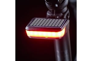 Luces Traseras Solares para Bicicleta, WASAGA Luz Trasera de Bicicleta Roja y Blanca con 7 Modos de Luz para Conducción Nocturna