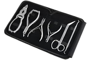 ‎INSTRUMENTENRW Nagelzangen Set Pediküre Fußpflege Instrumente Set für extra starke Nägel mit Etui Nagelzange Nagelschere Nagelhautzange Eckenheber Eckenzange Edelstahl Rostfrei