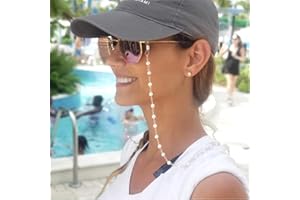 Cathercing Glass Chains Pearls Women Glass Necklace Chains Reading Glass Holder Strap Glasses Cord Retainer Lanyards for Women Elderly Anti Slip Eyewear Chain