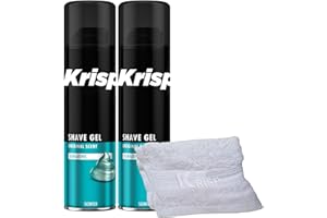 2 x 200ml Shaving Gel for Men - Soothing Formula, Ideal for Sensitive Skin - Clear Gel, Gentle Men's Shave gel with Soft KRISP Towel