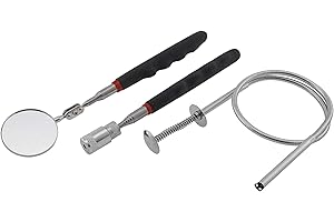 ChiliTec Kit d'outils de levage magnétique pour miroir avec éclairage flexible et pivotant, pince télescopique pour vis en métal, pièces de monnaie