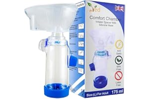 VED Dispositif d'espacement antistatique pour inhalateur, chambre d'inhalateur, à utiliser avec un inhalateur doseur, sans BPA ni latex pour adulte. (Bleu)