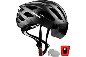 Shinmax Casco Bicicleta Adulto Casco Bici con USB Luz Pegatina Luminosa Certificado CE Casco Bicicleta Mujer Hombre con Visera Magnética Casco MTB Casco Bici para Montaña Ciclismo Carretera 57-62 cm
