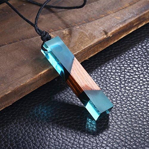 Keyuefa Color Jewelry,Big Promotion! Fashion Colored Resin Wood Pendant Rope Chain Necklace Jewelry Gift (Blue)