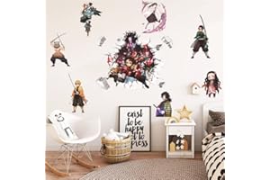 QUEENWIFF Demon Slayer Wall Sticker Decals,Children Anime Cartoon Bedroom Background Wall Decoration Self Adhesive Wall Sticker,Video Game Sticker Birthday Party Supplies