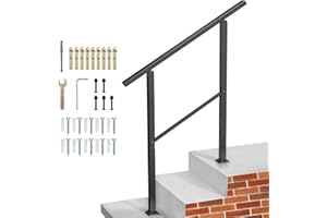ANTUREBAY Handrails for Stairs Fit 2 to 3 Steps,Durable Metal Outdoor Handrails for Outside Steps,for Concrete Steps, Porch Deck Railing (Black, 2 to 3 Steps)