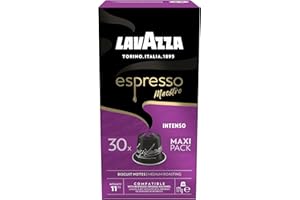 Lavazza, Espresso Maestro Intenso, 30 Aluminium Capsules Compatible with Nespresso Original Machines, Wood, Spice, & Cocoa Notes, Arabica & Robusta, Intensity 11/13, Medium Roasting, Zero CO2 Impact