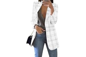 shownicer Blazer Femme Casual à Manches Longues Blazer Ouvert Devant Cardigan Veste Élégant Chic OL Bureau Affaires Veste