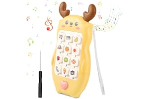 ZYZYZK SVIPDDD Telefono Giocattolo Interattivo per Neonati e Bambini,Multifunzione Educativo con Suoni e Luce,Forma di Cervo,Sicuro e Atossico,Ideale per l'Educazione Precoce,da 6 Mesi in su,Giallo
