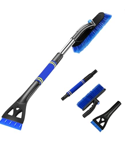 Grattoir à Glace Voiture Avec Balai Extensible 72 Cm - Poignée En Mousse, Tête Rotative, Amovible, Pour Déneiger Et Dégivrer