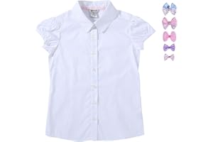 Bienzoe Ragazze Manica Corta Oxford Camicia Cravatta a Farfalla Pacco