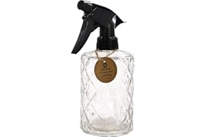 OFFIDIX Botella de pulverización de vidrio, planta de presión de mano Mister 0.4L botella de pulverización de niebla fina con boquilla ajustable para plantas de jardín o limpieza (transparente)