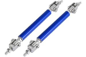 X AUTOHAUX 2pcs 6"-8" Car Front Bumper Lip Splitter Strut Tie Rod Bar Blue