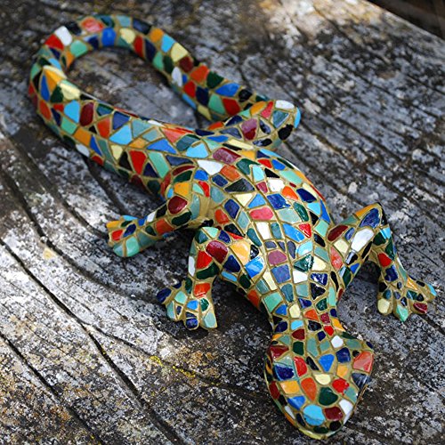 Niedlichen Paar Mosaik farbigen Eidechsen, Garten Deko aus Kunstharz - 4