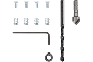 wolfcraft Kit de réparation pour charnière invisible – côté caisson, 11 pièces I 4657000 I Pour réparer deux charnières arrachées dans un caisson
