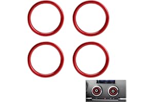 MARCHFA Etiquetas Engomadas de la Decoración del Anillo de la Aleación de Aluminio de la Ventilación del Aire Acondicionado del Coche Paquete de 4 (Rojo)