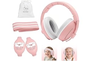 GUKOY Baby Ear Defender 2-in-1 for Babies and Toddlers up to 4 Years, CE & UKCA Certified - Noise Reduction Earmuffs - Comfortable Baby Headphones Against Hearing Damage & Improves Sleep