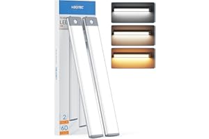 HIBOITEC Lampe de Bureau LED Sans Fil,60 LED Reglette Led Cuisine Lampe Detecteur de Mouvement Interieur,3 Couleurs Dimmable Éclairage à LED Veilleuse pour Armoire Cuisine Escalier Couloir