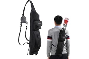 TOPARCHERY Archery Back Canvas Arrow Quiver Arrow Holder Shoulder Hanged Target Shooting Quiver for Arrows with Front Pockets