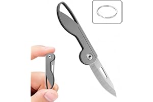 ELITECRAN Titanium alloy Folding Pocket Knife with 1 Keychain, Mini Penknife EDC 7cr17Mov, Foldable Keychain knife, Ultra Portable Folding Knives With Hanging Hole, Suitable as a Letter Opener/Parcel Knife