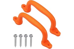SELEWARE Haltegriffe aus Kunststoff Sicherheitsspielgriffe Handläufe, Handgriffe für Griffe Zubehör Draußen Spielzeug Baumhaus Spielhäuser, Playground Swing Set Safety Zubehör Griffe 2 Stück,Orange