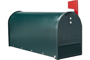 CASSETTE POSTALI ALUBOX ALUBOX Cassetta Posta Americana 22X17X48 Cm Cassetta Postale In Lamiera Zincata Cassetta Postale Da Esterno Formato Rivista Con Bandierina (VERDE)
