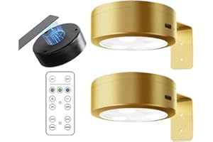 CHENRI 2PCS Picture Lights for Wall, Lumières murales pour cadres d'art, Applique Murale pour Tableaux, Lumières magnétiques LED rechargeables avec télécommande et 3 temps de couleur pour peintures (Or)
