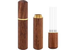 Zolunu Agitatore per caffè espresso 5 aghi 0,4 mm Strumenti di distribuzione espresso, manico in legno naturale e supporto