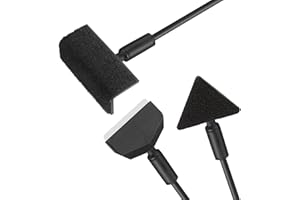 FENGRUI Fish Tank Cleaner Kit 3 in 1,Detachable Aquarium Glass Tank Cleaning Kit with 14” Detachable Rod,Algae Scraper, Triangle Flat Brush & Right Angle Brush (Black)