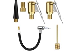 ERSHIPING 6 Multifunktionales Valve Adapter Set,inkl. Luftpumpe Autoventil Adapter Fahrradventil Adapters,8mm Autoventil Hebelstecker Air Chuck,Messing Luftpumpe Clips für Bosch EasyPump Autoreifen Fahrräder