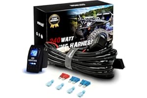 WOWLED High-end Wiring Harness Kit, LED Light Bar Wiring Harness Kit for Off Road Lights LED Light Bar with 12V 40A Relay On Off Switch(2 Lead)