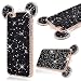 Produktbild GrandEver Weich Silikon Handyhülle für iPhone 6 iPhone 6S Solide TPU Gelee Strass Diamant Zurück Maus Ohr Entwurf,iPhone 6 TPU Bumper Schutzhülle iPhone 6S Flexible Etui mit Handschlaufe Gel Skin Rubber Transparent Klar Hülse Gummi Dünn HandyTaschen für iPhone 6/iPhone 6S (4.7") --- Schwarz