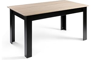 DUPI Mesa Comedor Aitana con Estructura y Tapa Superior de Madera (Taupe/Negro, 140x80)