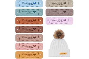 HIOQFR 80 Pièces Etiquette Couture Fait Main Etiquette Cuir a Coudre Etiquette Handmade étiquette Vetement Fait Maison Etiquette Tissées avec Trous Étiquettes Personnalisées pour l'artisanat du Tricot
