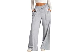 GENERIC Pantalon de survêtement ample à jambe large pour adolescentes - Taille haute - Pantalon long avec poches - Uni - Pour l'école, la course à pied - Pantalon ample et léger