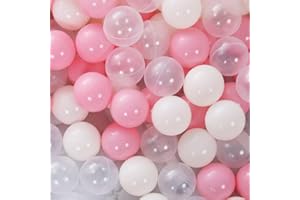 PlayMaty 100 Stück Bunte Pit-Bälle ohne Phthalate, BPA-freies Plastik, Crush-Proof Stressbälle für Kinder-Spielhaus, Pool-Ball Pit Zubehör, 2,16 Zoll (100 Bälle - Pink)