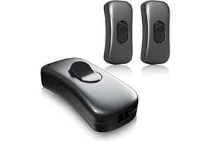 Klarlight 3 piezas Interruptor de Cable en Línea Torpedo, para Cables de 2 y 3 Hilos, con Rocker Encendido/Apagado Cable de Conexión de 250V 2A, para Electrodomésticos Lámpara de Sobremesa, Negro