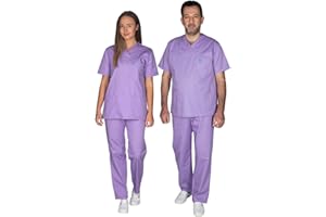 ALEZI Uniformes & tenues médicales unisexes - Vêtements médicaux avec col en V et poches | Ensemble blouse & pantalon lavables & durables - Médical Scrubs pour hommes et femmes