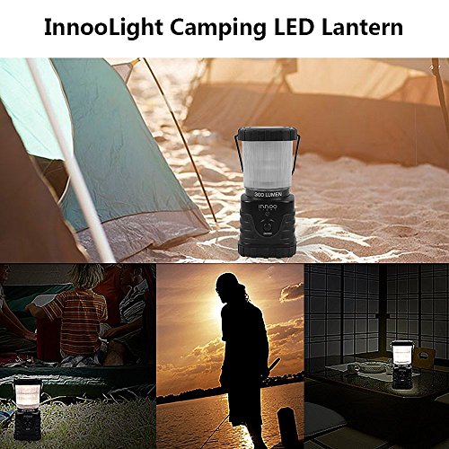 InnooLight LED Camping Laterne 300lm tragbar, 3 Helligkeitsstufe, Batteriebetrieben, IP65, stoßfest, rutschfest, Wasserdicht Campinglampe Campingleuchte für Wandern, Notfall, Hurrikane, Ausfälle - 6