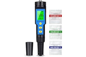 Homcoice PH Messgerät 4 in 1 mit TDS EC Temperatur, pH Tester IP67 wasserdicht, Pool pH Meter 0,01 hochpräziser EC Meter Wasser Hydrokultur mit ATC-Funktion