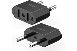 Adattatore da US a EU, convertitore da viaggio per spina EU, 2 Pin Ancable Germania Europa America Canada Messico Spagna Egitto per dispositivi con alimentatore USA (Nero - 2 Pezzi)