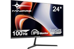 GÉNÉRIQUE Minifire Écran PC 24 Pouces 100Hz,IPS, FreeSync, FHD 1080P avec HDMI VGA Ports, Mode Faible lumière Bleue & Flickerless, Angle de Vision de 178°,Moniteur de bureau(MF24X3AL câble HDMI Inclus)