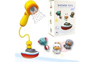 HELLO HIPPO® Juguete de Baño para Bebés - Juguete de bañera con Cabezal de Ducha de Pato, Conejo, Elefante y Pato Giratorio | Juegos de Agua Divertidos y Seguros para Niños