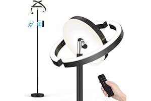 FIMEI Floor Lamp, Stepless Dimming & 3000K - 6000K Color Temperatures, Remote/Touch Independent Control, Eye-Protecting, Uplighter Floor Lamp for Living Room, Central Lamp Downward, Black