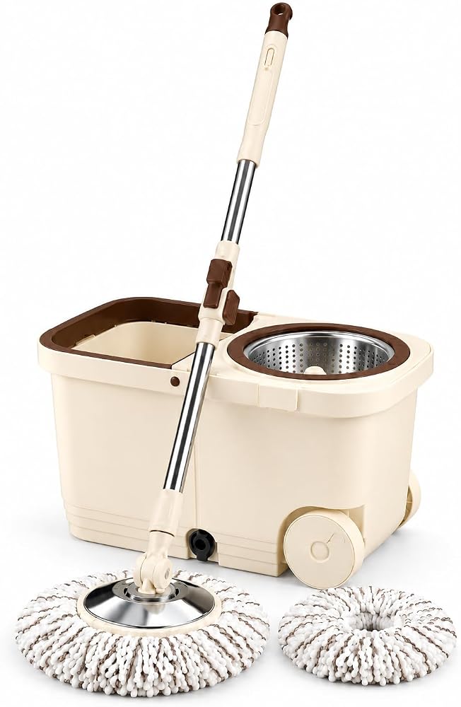 4Berry Home FB-111 Mikrofiber Spin Mop Seti Tekerlekli Kova | Tekerlekli ve Taşınabilir