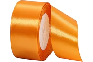 YAYAFUNFUN Nastro di Raso 40mm Arancio, 22 Metri Nastro Doppio Raso per Artigianato, Natale, Decorazioni, Confezioni Regalo, Feste di Compleanno, Matrimoni, Bomboniere ﻿
