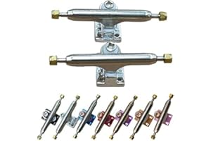 Leefai Trucks de touche professionnels de 32 à 34 mm de large – Forme standard G3 – Axe simple – Mini outil de skateboard inversé – Vis quincaillerie, plaque de base plaquée (argent, 34 mm)