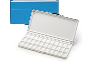 ‎MEEDEN MEEDEN Luftdichte Wet Palette: Mischpalette mit 33 Wells & Deckel - Aquarell Palette mit großen Mischflächen für Aquarell Gouache Acrylfarbe - Blau