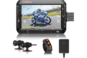 VSYSTO Dashcam Moto Caméra de Motos, Double Lentille HD 1080P Caméra Avant et arrière DVR Moto, Écran LCD 4,0 '' Grand Angle 130 °, GPS, WiFi, Vision Nocturne, WDR