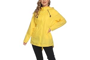 Zeagoo Chubasquero ligero para mujer, chubasquero impermeable, parka de lluvia para mujer, transpirabilidad, chaqueta para exteriores, chaquetas de transición con capucha para verano y otoño